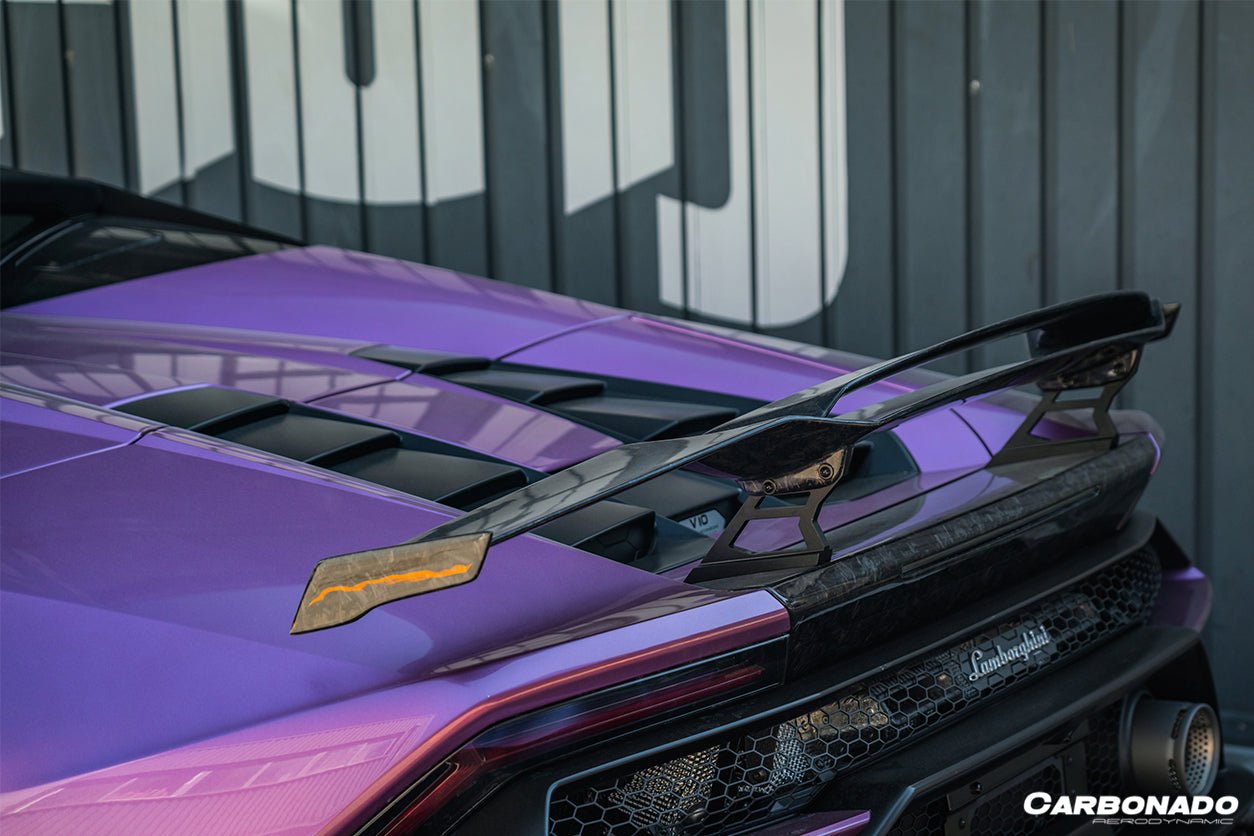 2015 - 2025 Lamborghini Huracan LP610 & LP580 & EVO & Tecnica MD Style Carbon Fiber Trunk Spoiler with Base