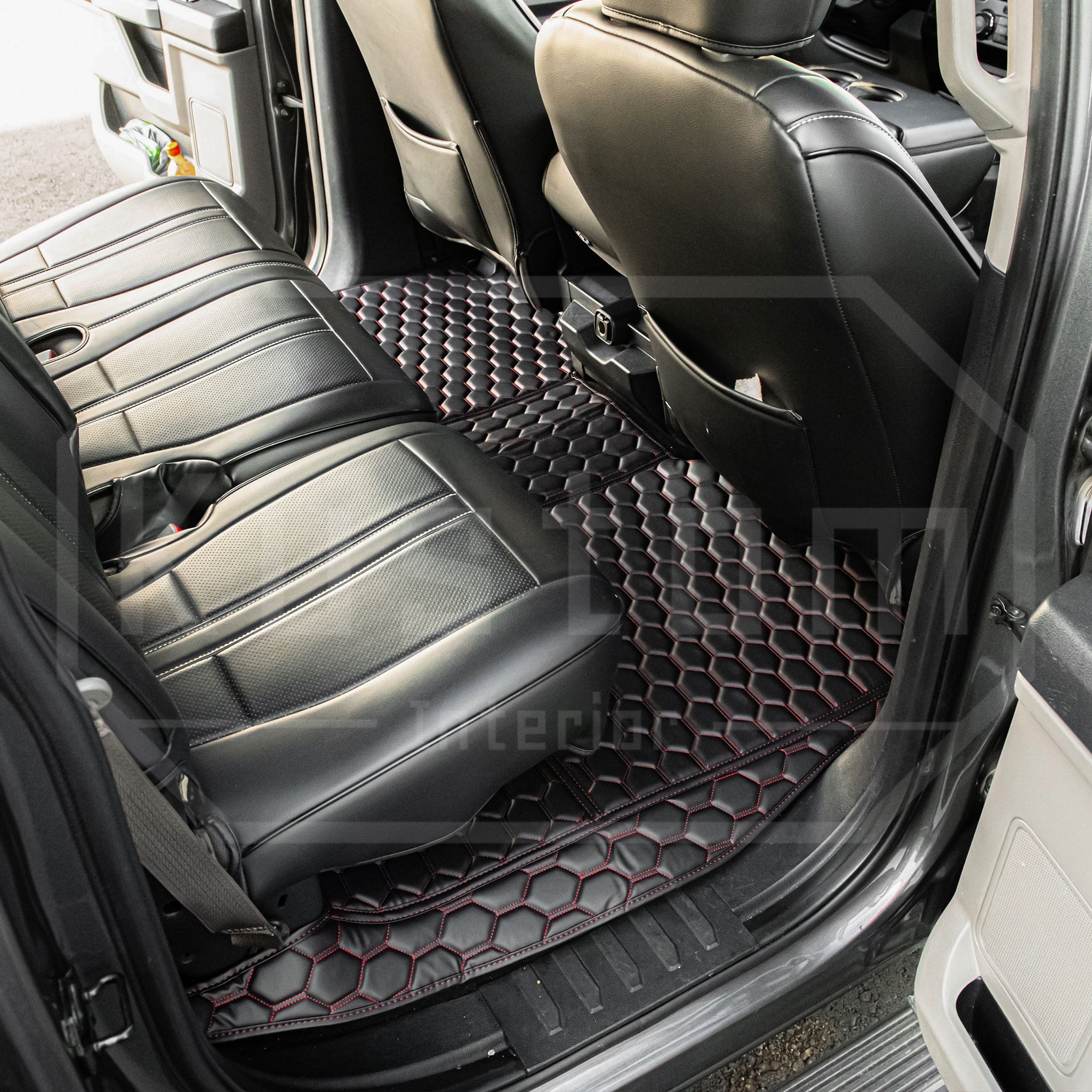 2015 - 2025 Ford F-150 Premium Honeycomb Leather Floor Mat Liners