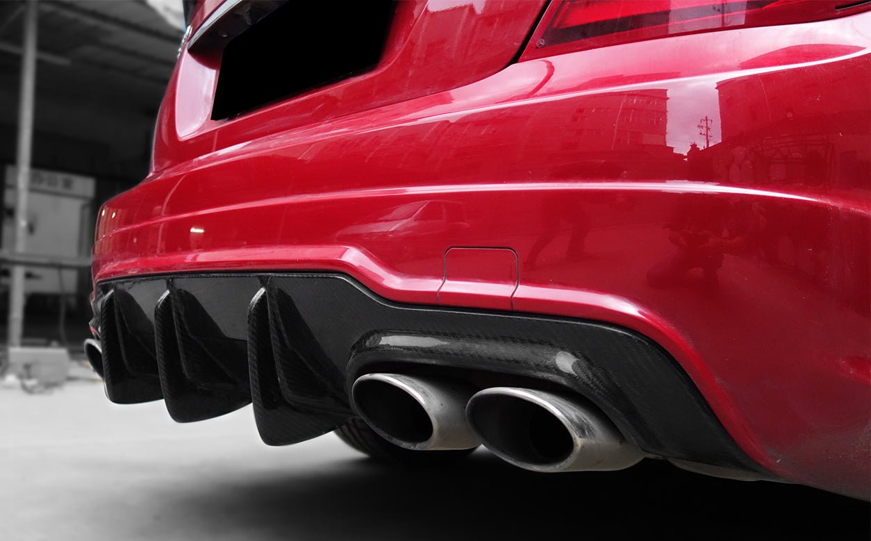 2012 - 2014 Mercedes Benz W204 C Class & C63 AMG Carbon Fiber Rear Lip Diffuser