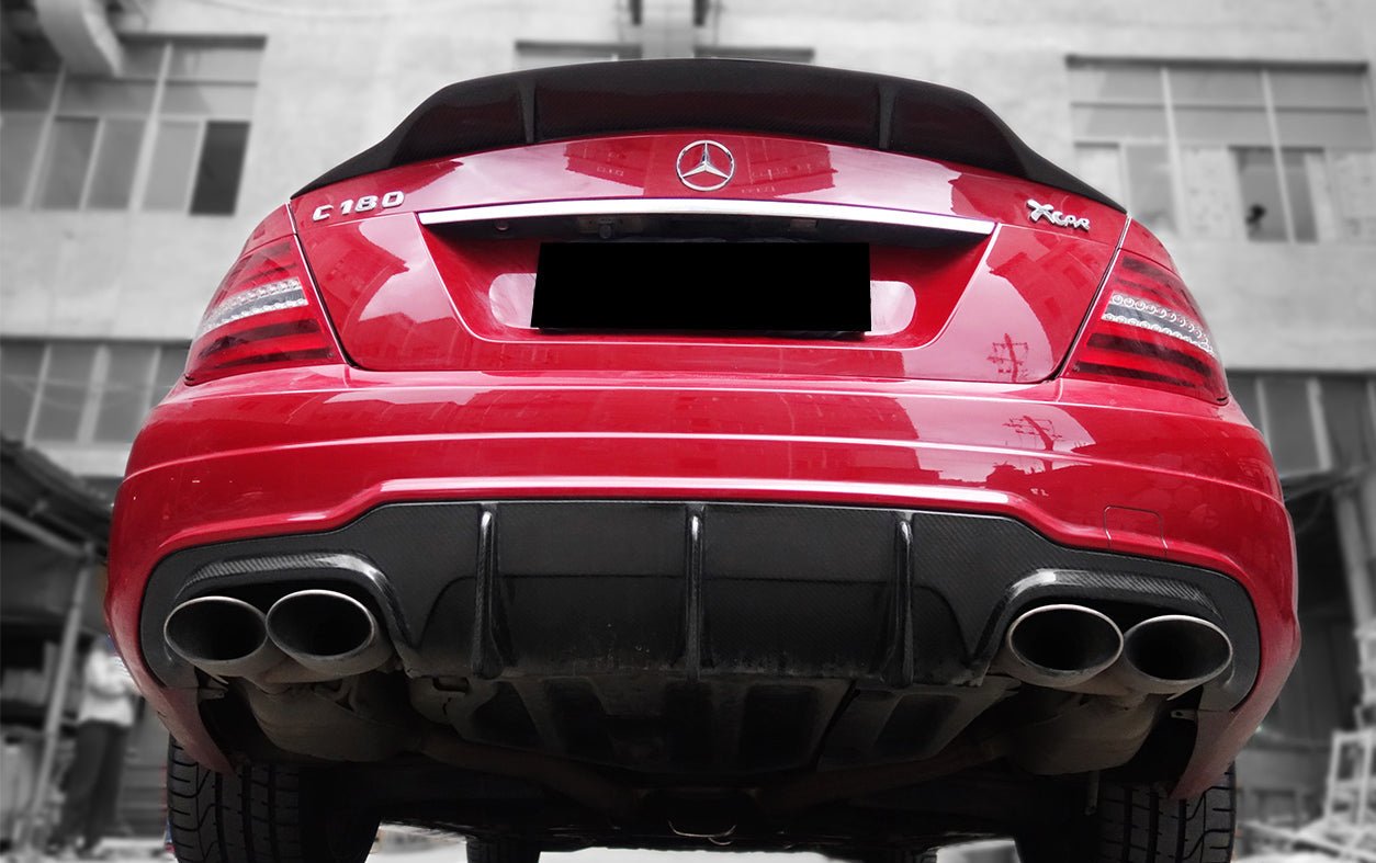 2012 - 2014 Mercedes Benz W204 C Class & C63 AMG Carbon Fiber Rear Lip Diffuser