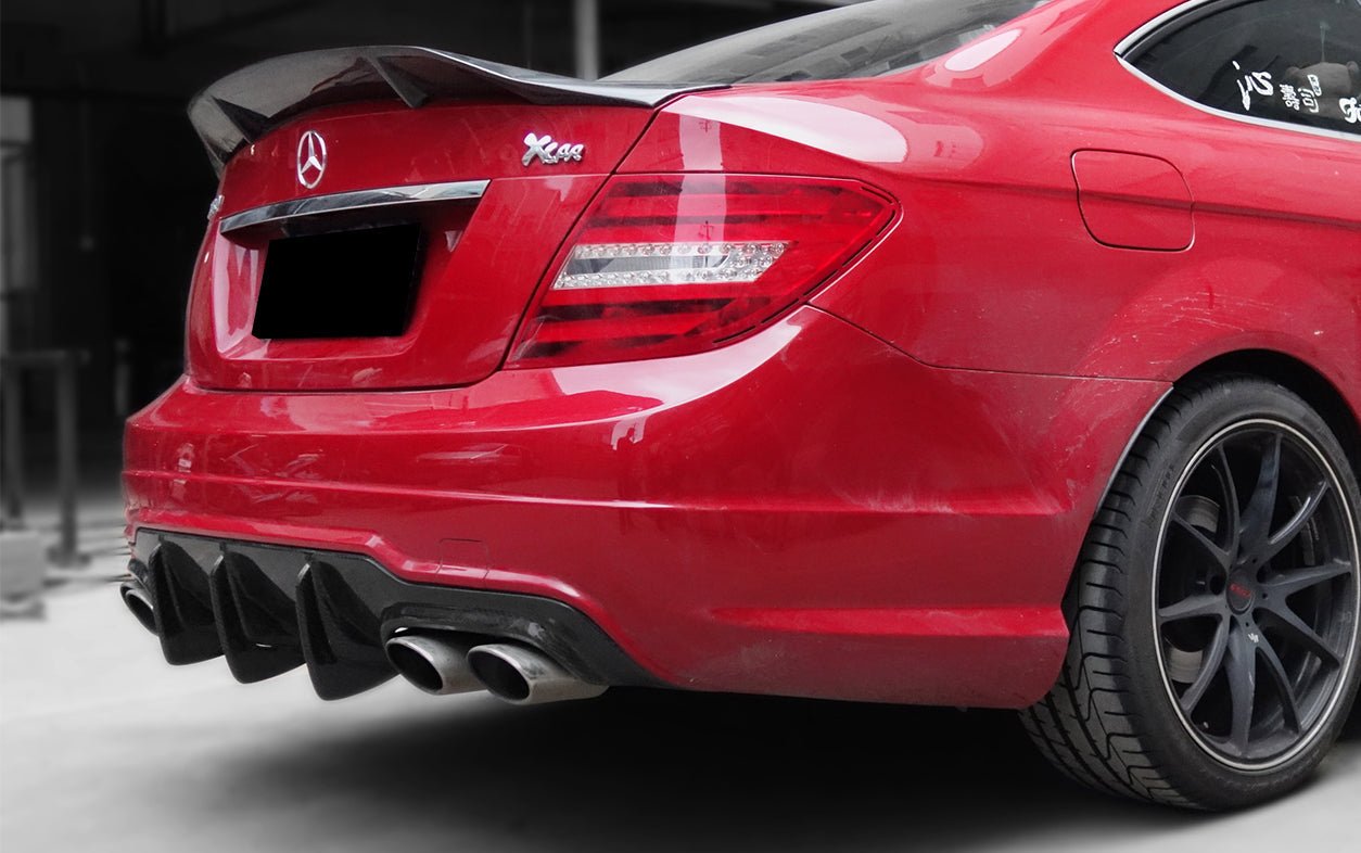 2012 - 2014 Mercedes Benz W204 C Class & C63 AMG Carbon Fiber Rear Lip Diffuser