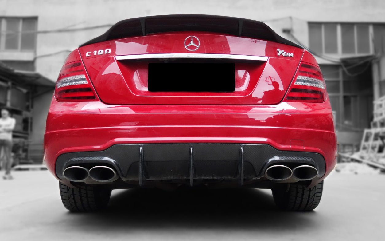 2012 - 2014 Mercedes Benz W204 C Class & C63 AMG Carbon Fiber Rear Lip Diffuser
