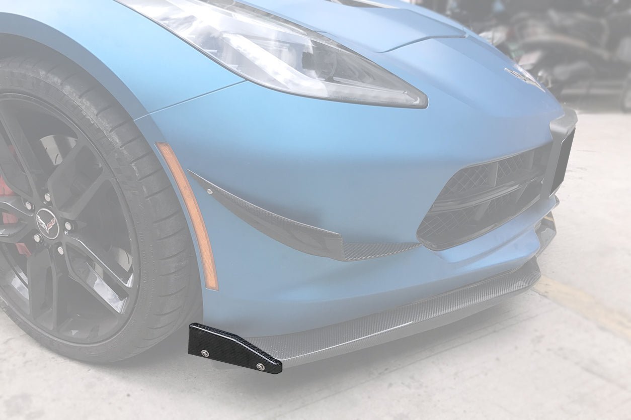 2013 - 2019 Corvette C7 Z51 Z06 Grandsport Carbon Fiber Front Lip Winglets