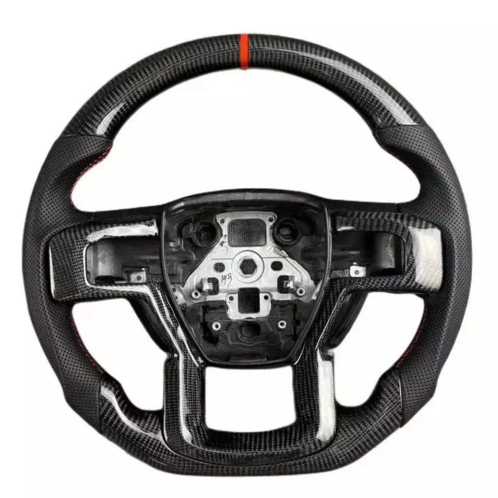 Ford F-150 14th Gen Carbon Fiber Steering Wheel Red Stitching 2015-2020