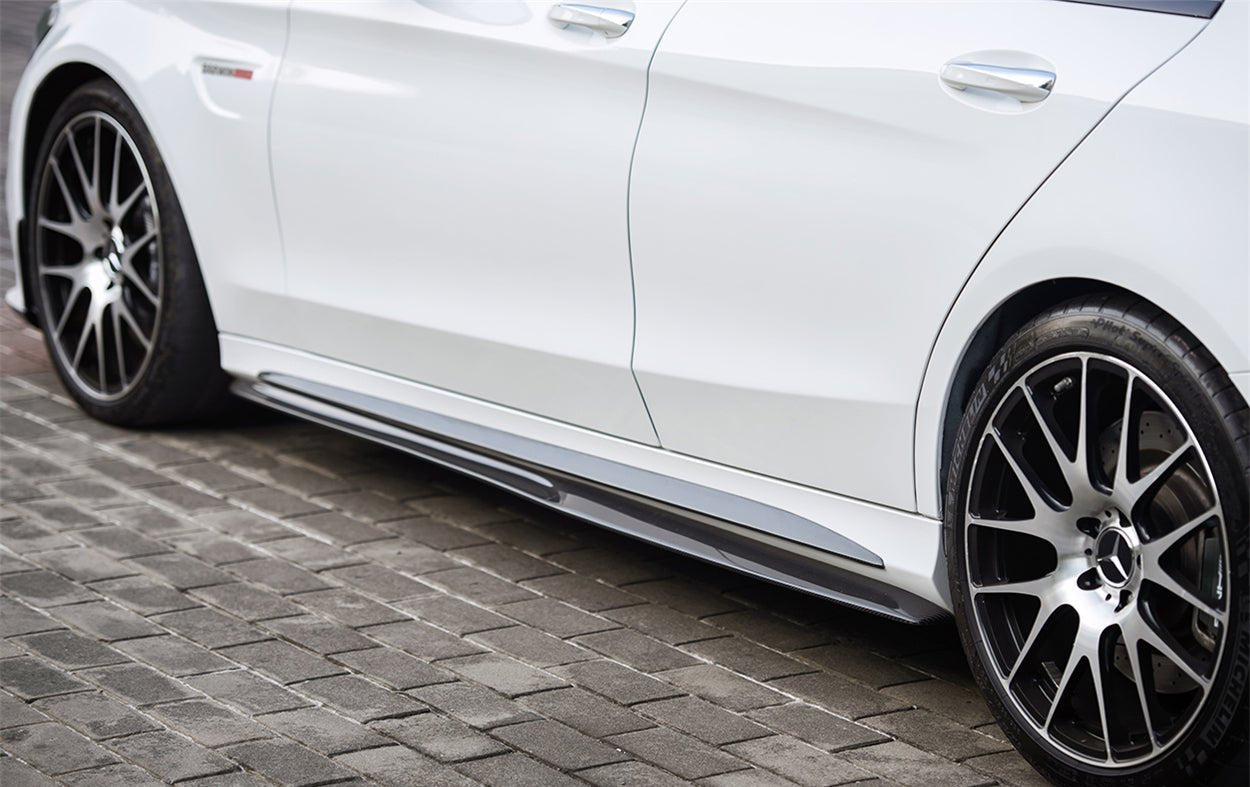 2015 - 2021 Mercedes Benz W205 C63/S AMG Sedan Carbon Fiber Side Skirts Extension