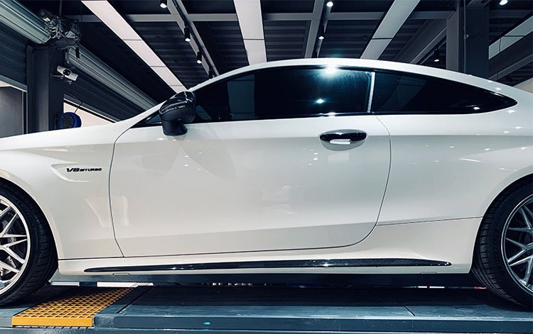 2015 - 2021 Mercedes Benz W205 C63 & S AMG Coupe Carbon Fiber Side Skirts Extension