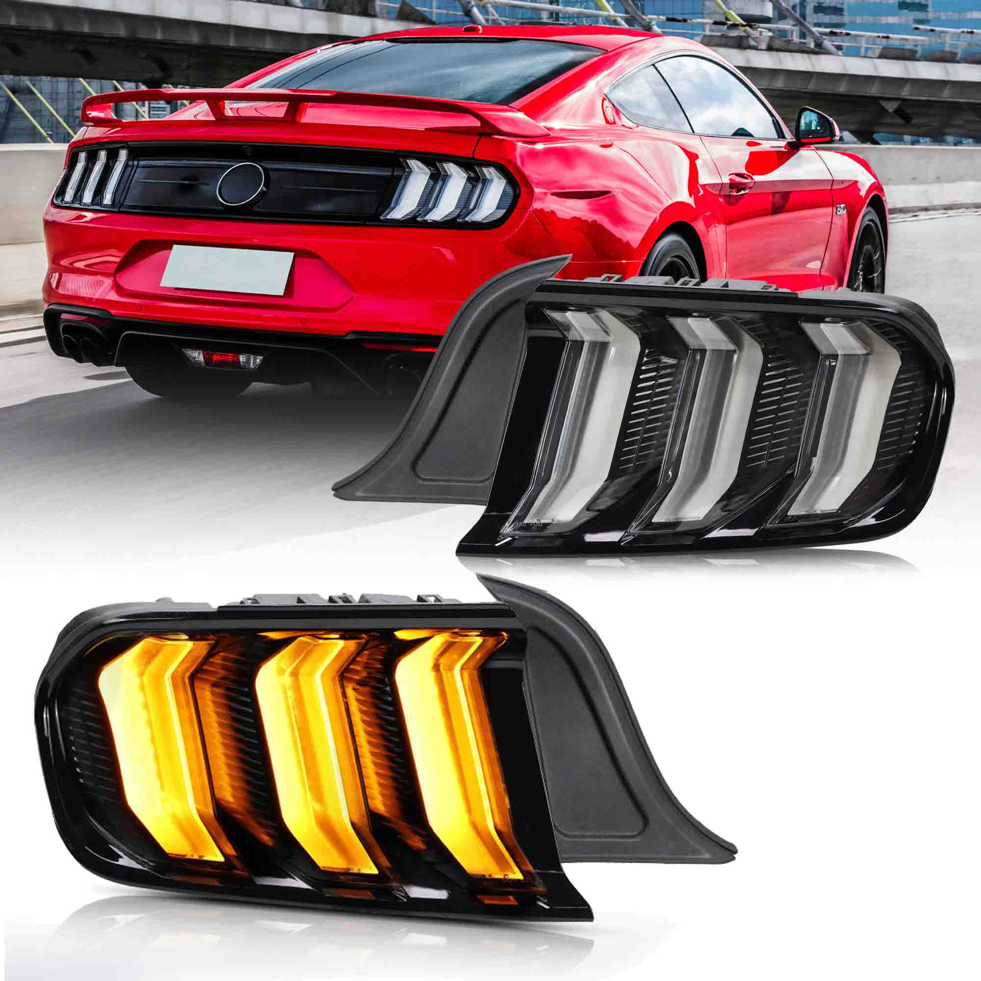 Ford Mustang Tail Lights (LED) S550 W/ 5 Modes Turn Signal 2015 - 2023