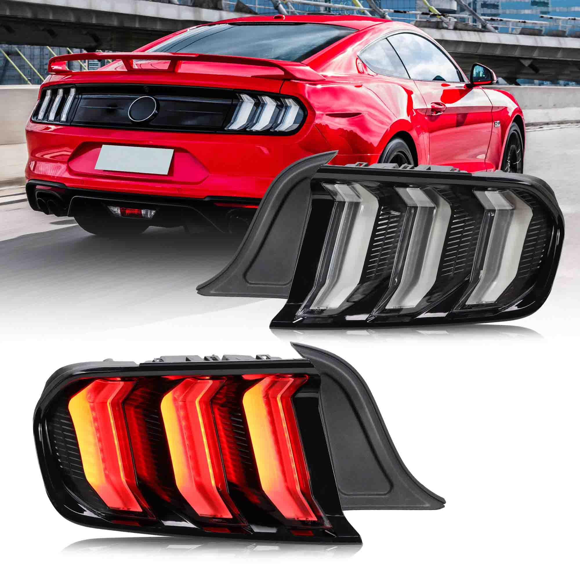 Ford Mustang USA Specs W/ Red Turn Signal LED Taillights 2015 - 2023