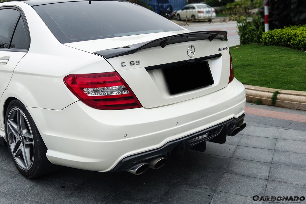 2012 - 2014 Mercedes Benz W204 C63 AMG Sedan VS Style Carbon Fiber Rear Lip