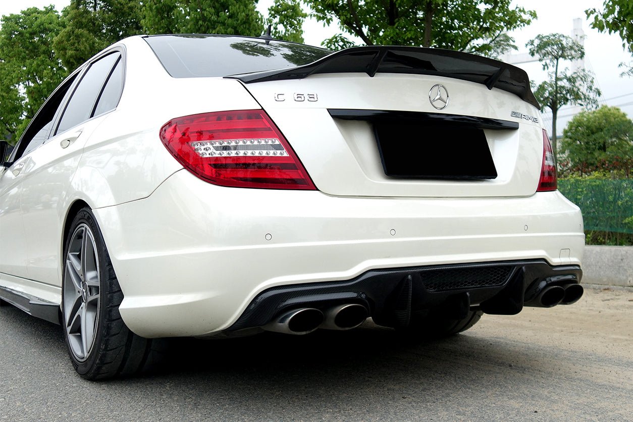 2012 - 2014 Mercedes Benz W204 C63 AMG Sedan VS Style Carbon Fiber Rear Lip