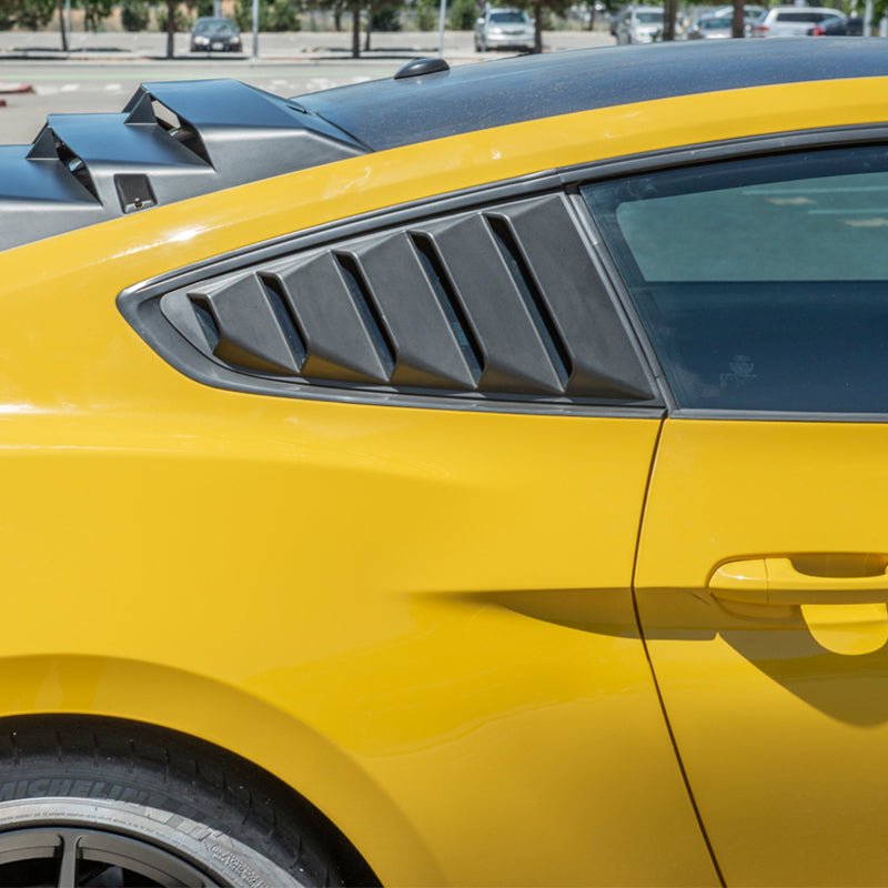 Ford Mustang S550 Rear Side Window Louvers Primer Black 2015-2023