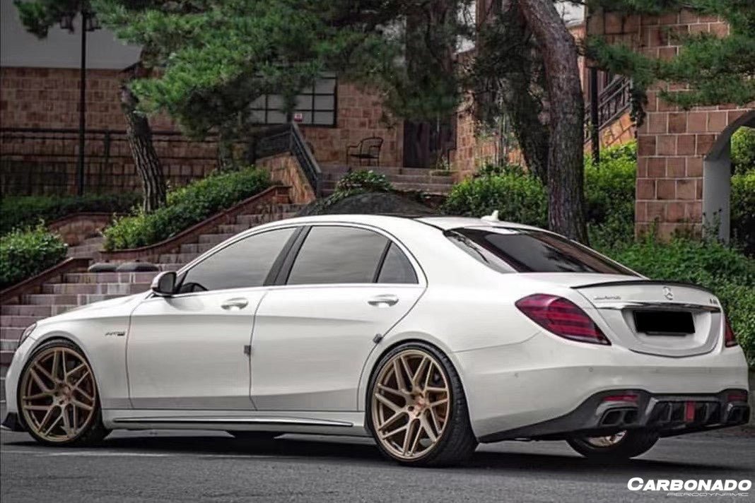 2017 - 2020 Mercedes Benz S63 W222 Sedan BRS Style Rear Diffuser w/ LED Light and Exhaust Tips