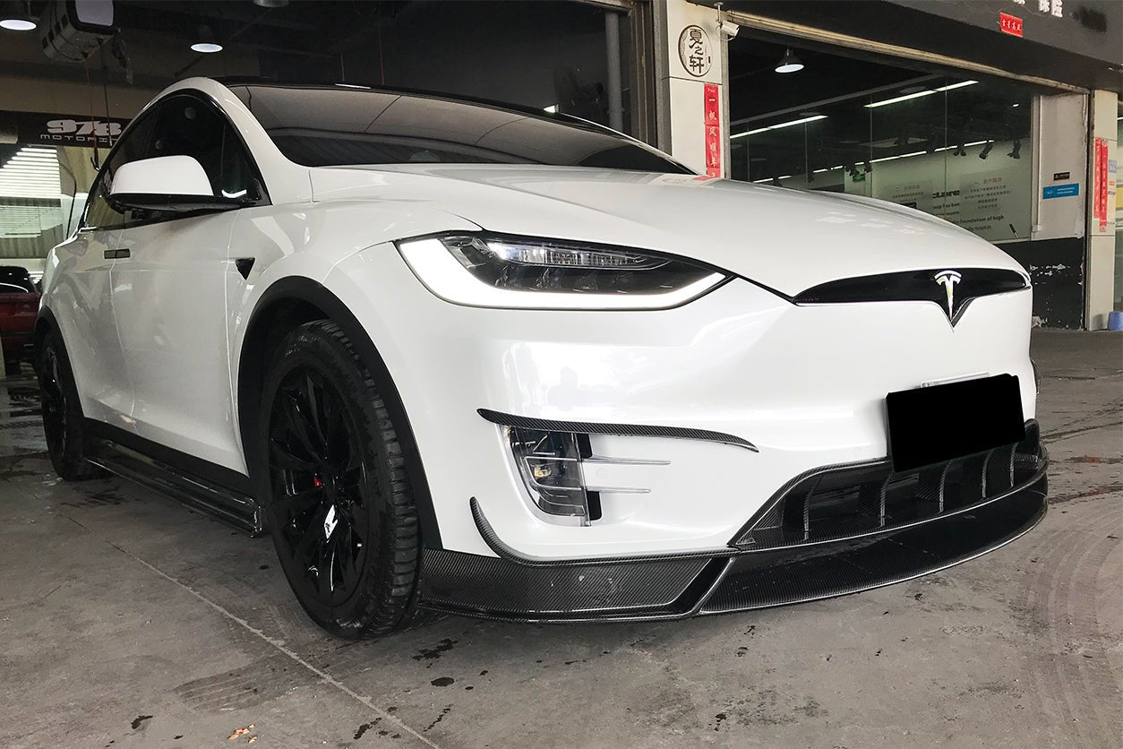 2016 - 2021 Tesla Model X SUV RZS Style Carbon Fiber Front Lip