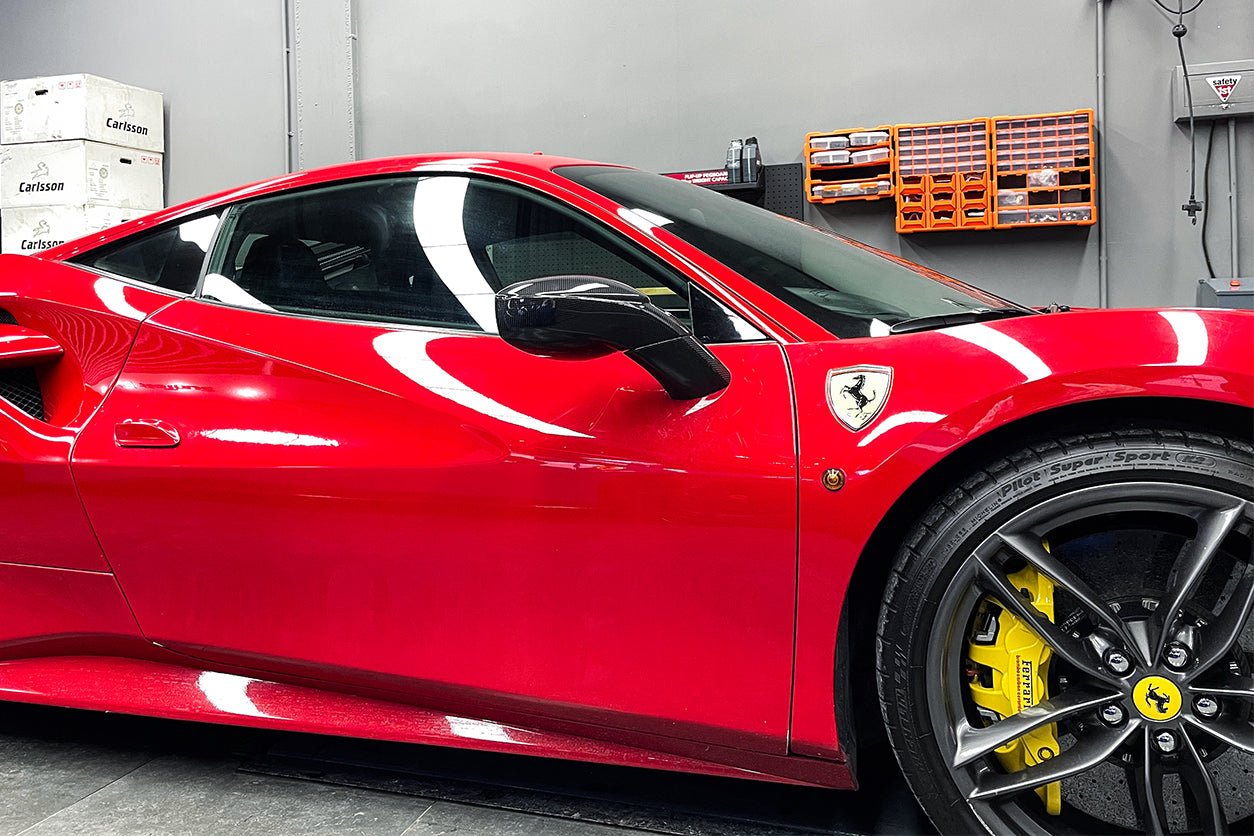 2015 - 2020 Ferrari 488 GTB & Spyder Carbon Fiber Mirror House & Base Replacement