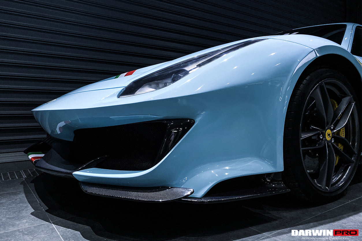2015 - 2020 Ferrari 488 GTB & Spyder Pista Style Front Bumper Set W/ Hood