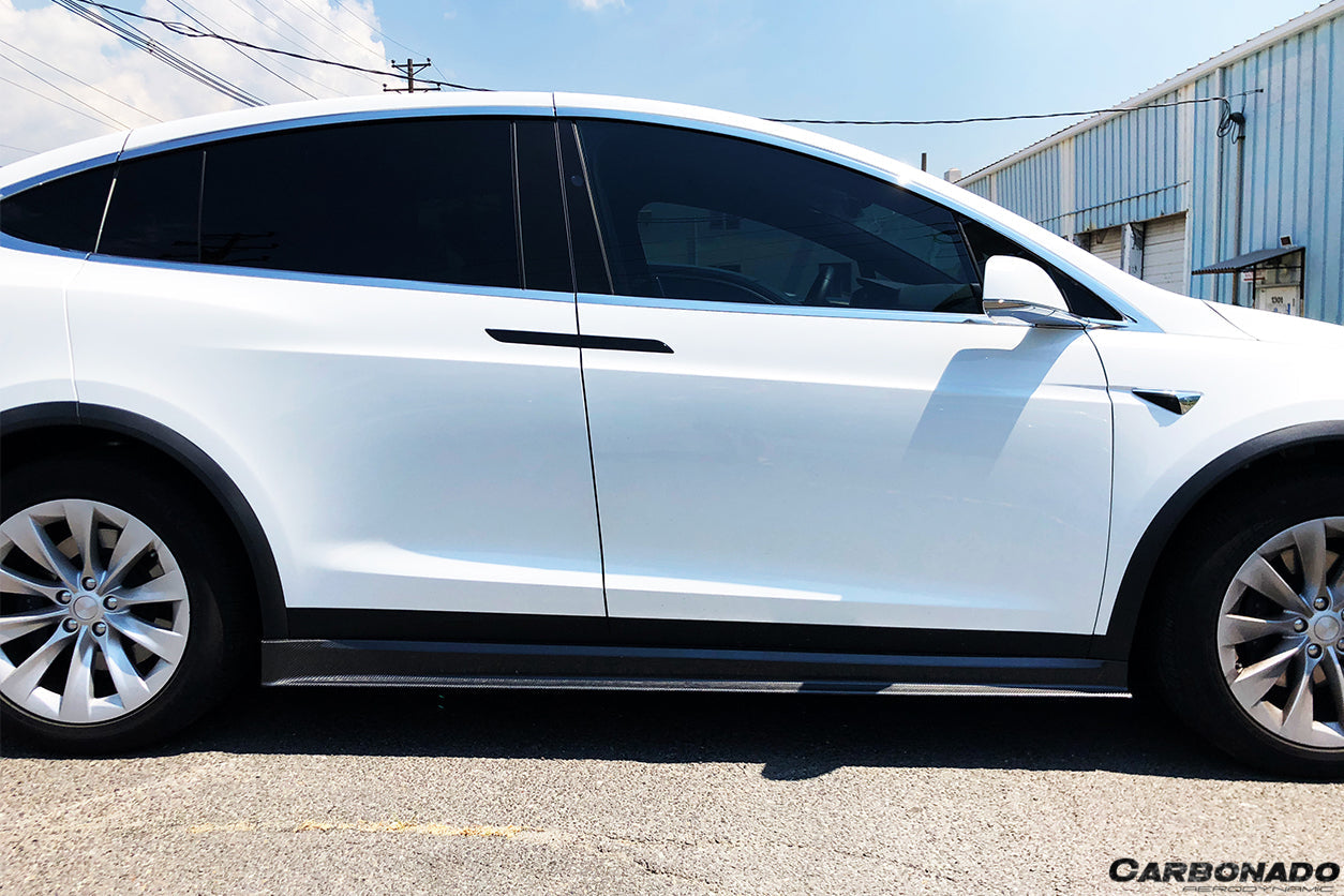 2016 - 2021 Tesla Model X SUV RZS Style Carbon Fiber Side Skirts