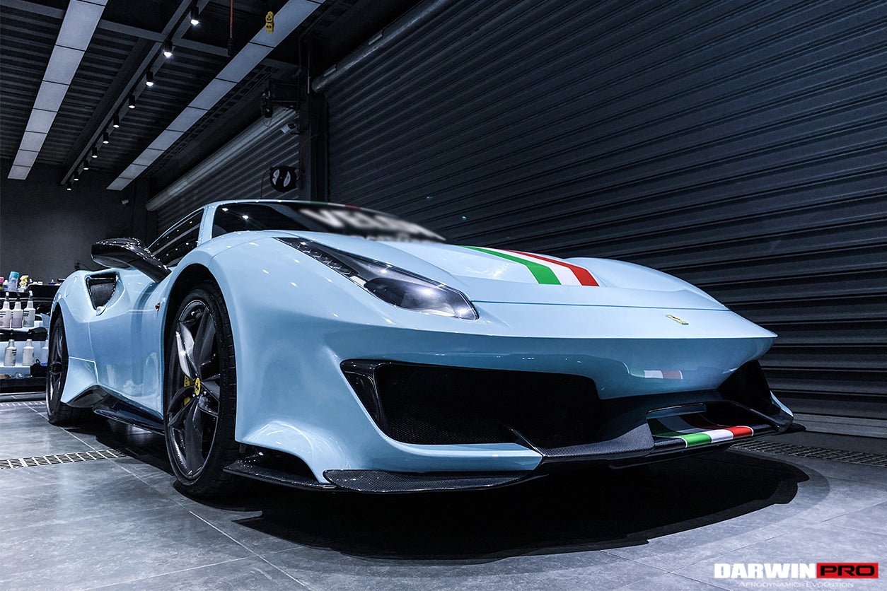 2015 - 2020 Ferrari 488 GTB & Spyder Pista Style Front Bumper Set W/ Hood