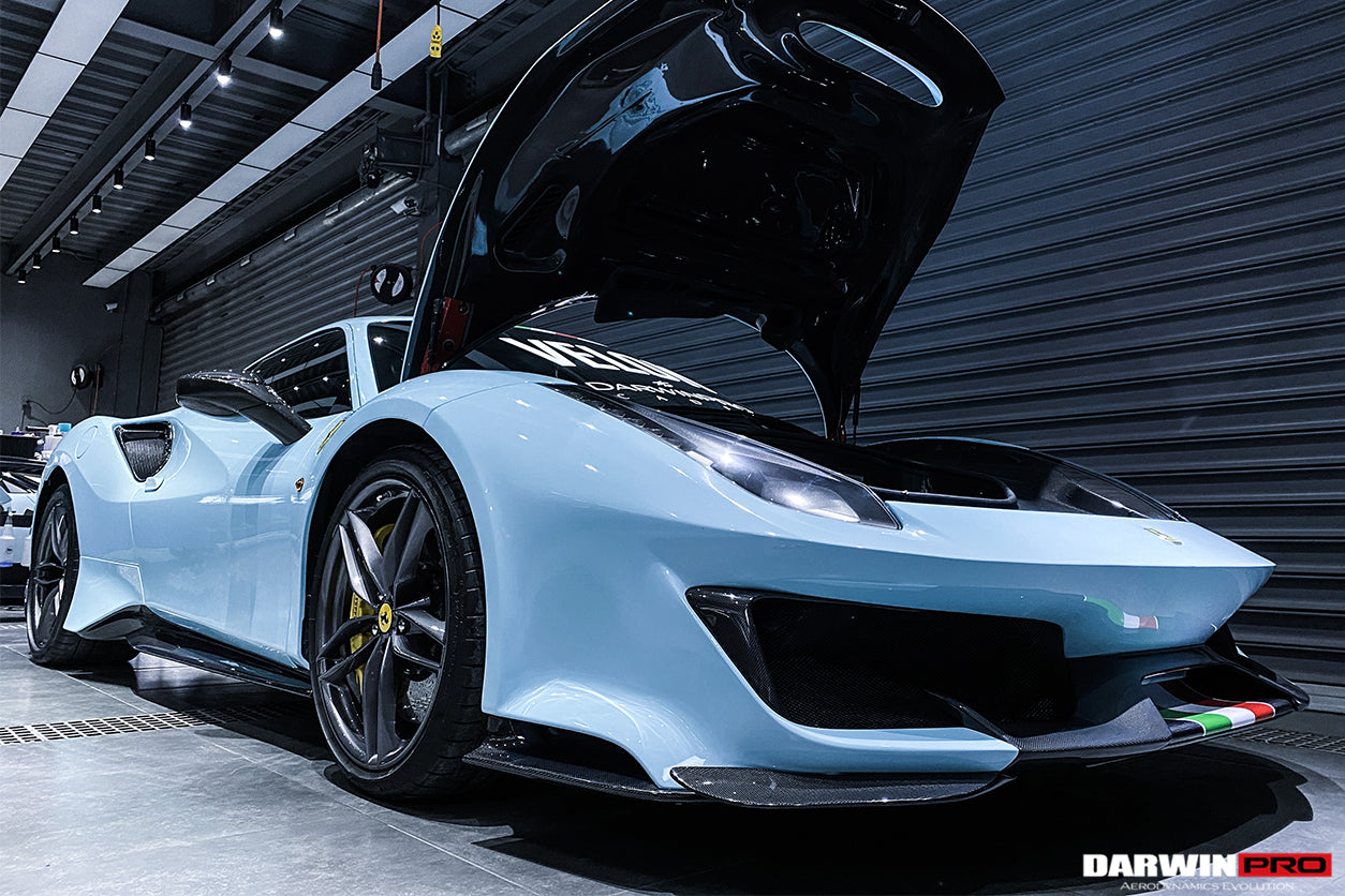 2015 - 2020 Ferrari 488 GTB & Spyder Pista Style Front Bumper Set W/ Hood