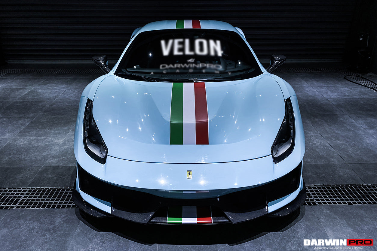 2015 - 2020 Ferrari 488 GTB & Spyder Pista Style Front Bumper Set W/ Hood