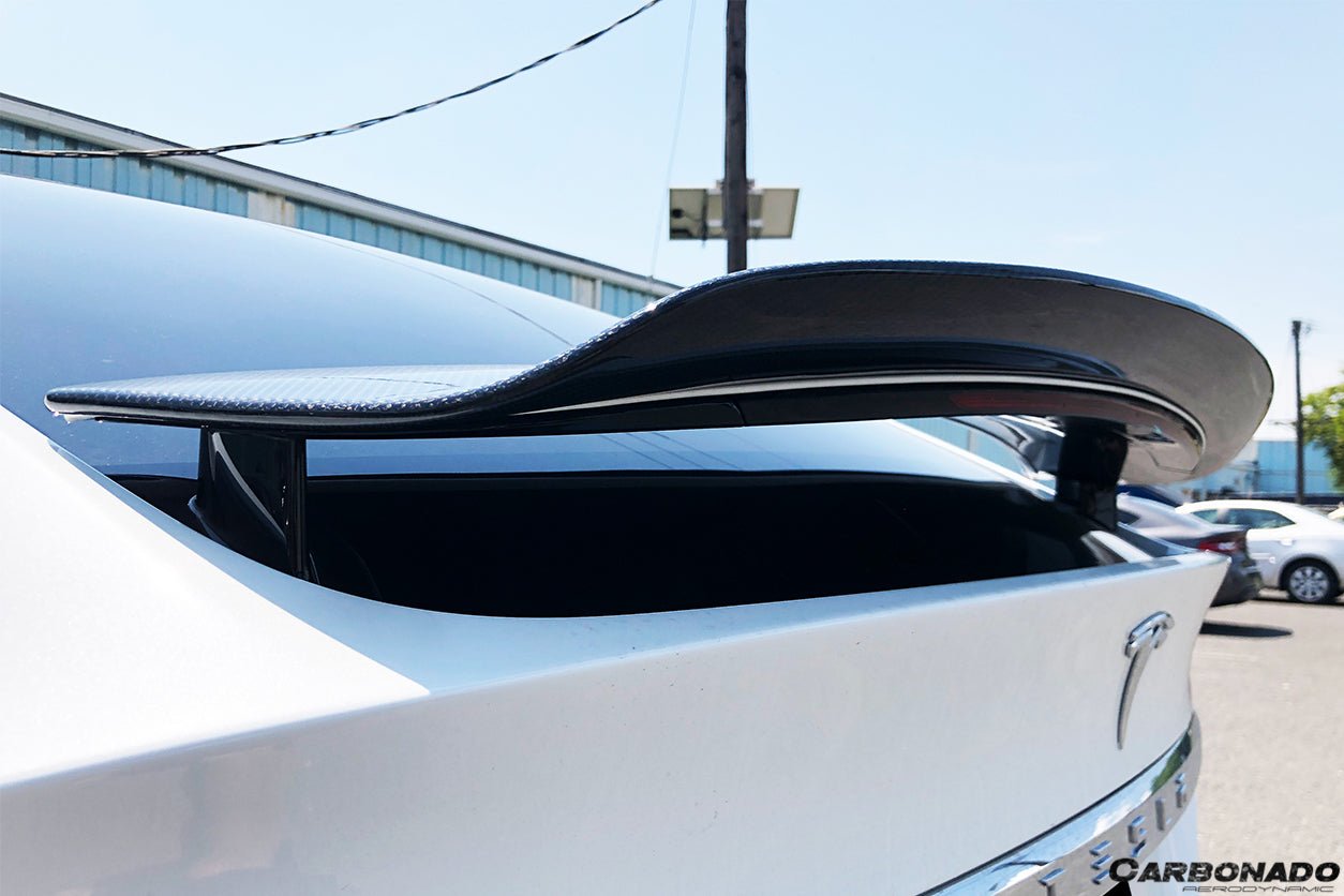 2016 - 2021 Tesla Model X SUV RZS Style Carbon Fiber Trunk Spoiler