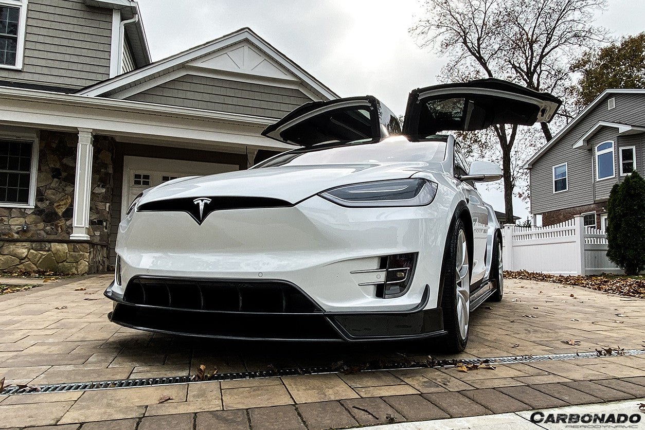2016 - 2021 Tesla Model X SUV RZS Style Carbon Fiber Front Lip