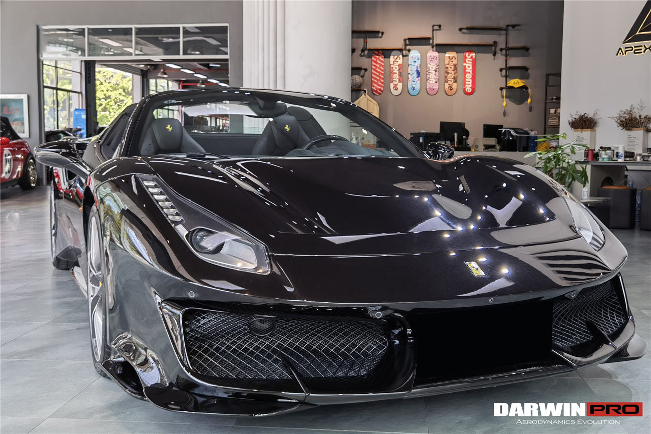2015 - 2020 Ferrari 488 GTB & Spyder Pista Style Front Bumper Set W/ Hood