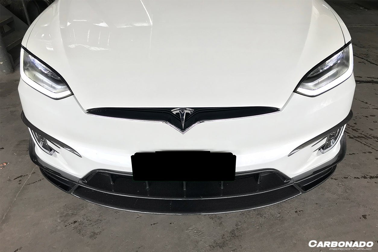 2016 - 2021 Tesla Model X SUV RZS Style Carbon Fiber Front Lip