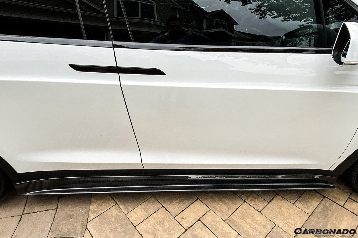 2016 - 2021 Tesla Model X SUV RZS Style Carbon Fiber Side Skirts