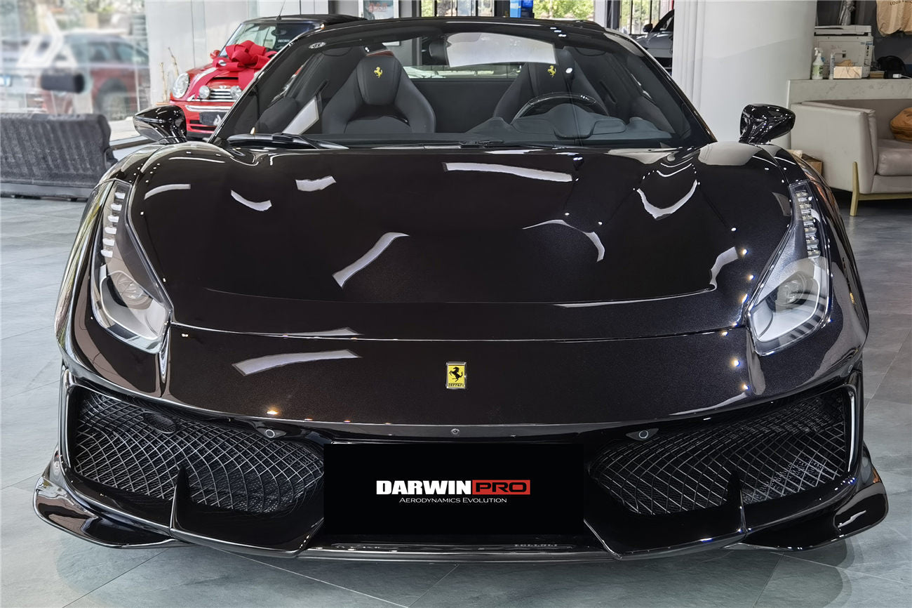2015 - 2020 Ferrari 488 GTB & Spyder Pista Style Front Bumper Set W/ Hood