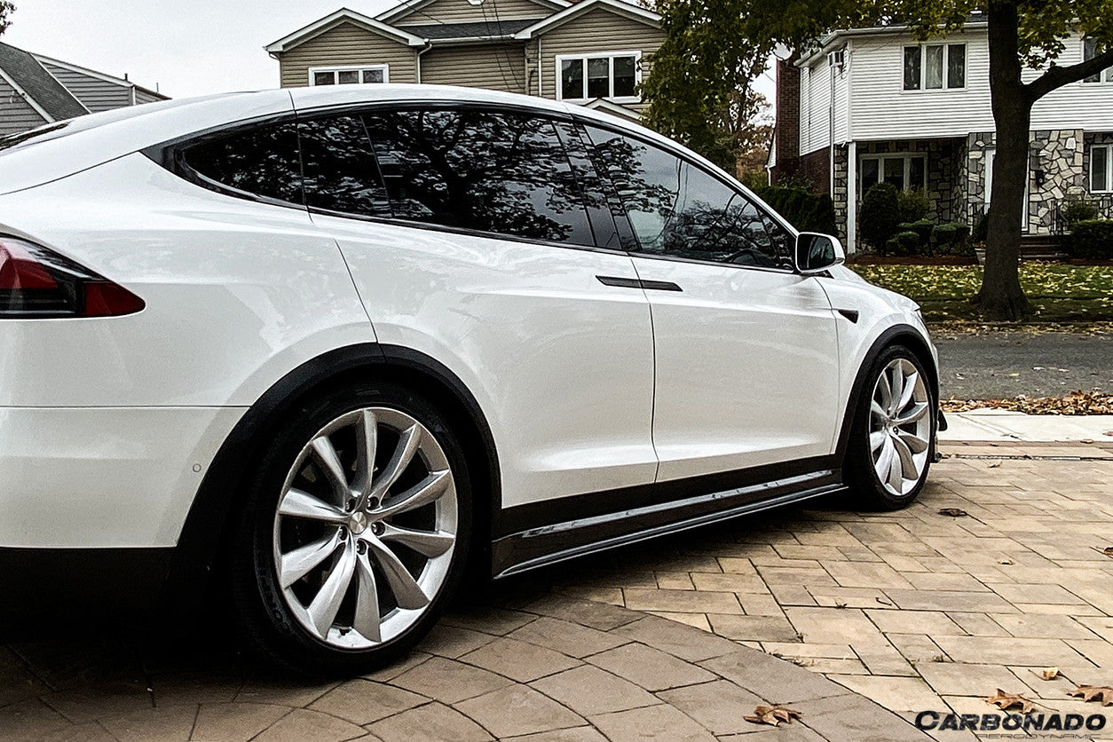 2016 - 2021 Tesla Model X SUV RZS Style Carbon Fiber Side Skirts