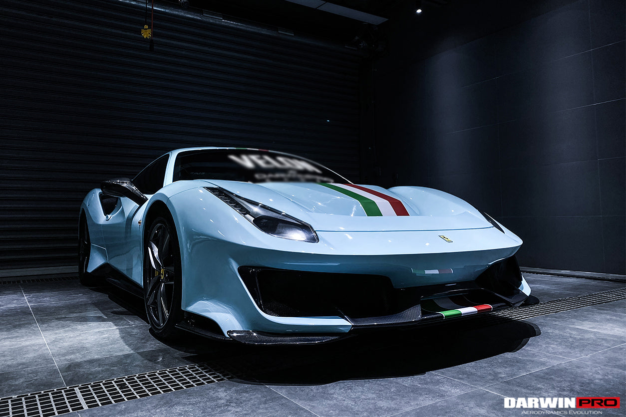 2015 - 2020 Ferrari 488 GTB & Spyder Pista Style Front Bumper Set W/ Hood
