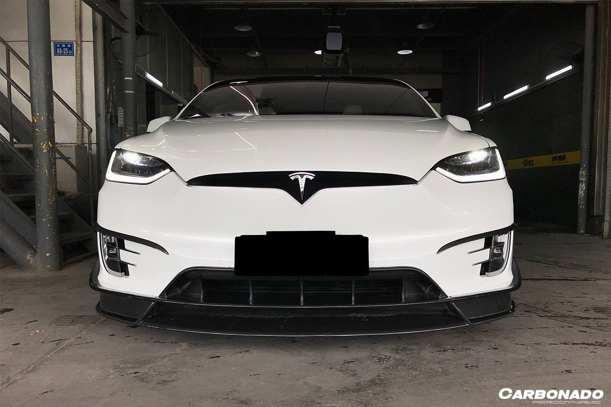 2016 - 2021 Tesla Model X SUV RZS Style Carbon Fiber Front Lip