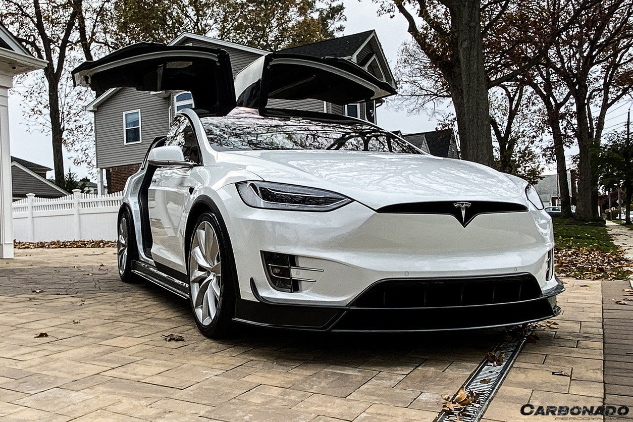 2016 - 2021 Tesla Model X SUV RZS Style Carbon Fiber Front Lip