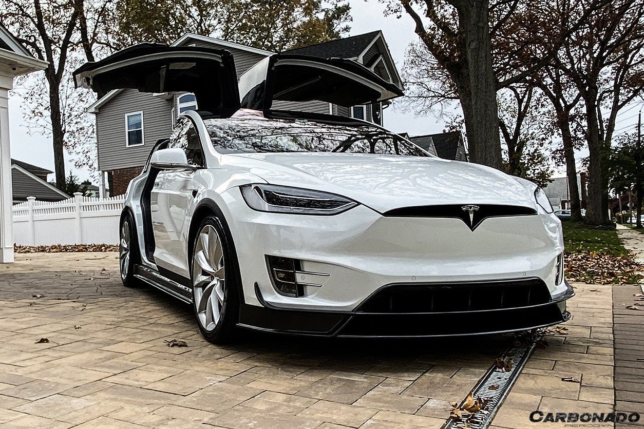 2016 - 2021 Tesla Model X SUV RZS Style Carbon Fiber Front Lip
