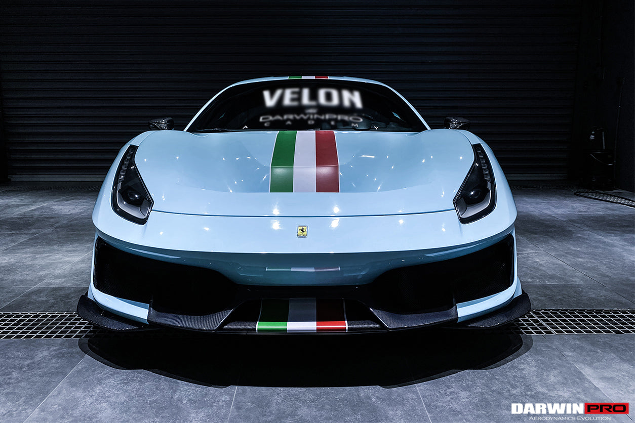 2015 - 2020 Ferrari 488 GTB & Spyder Pista Style Front Bumper Set W/ Hood