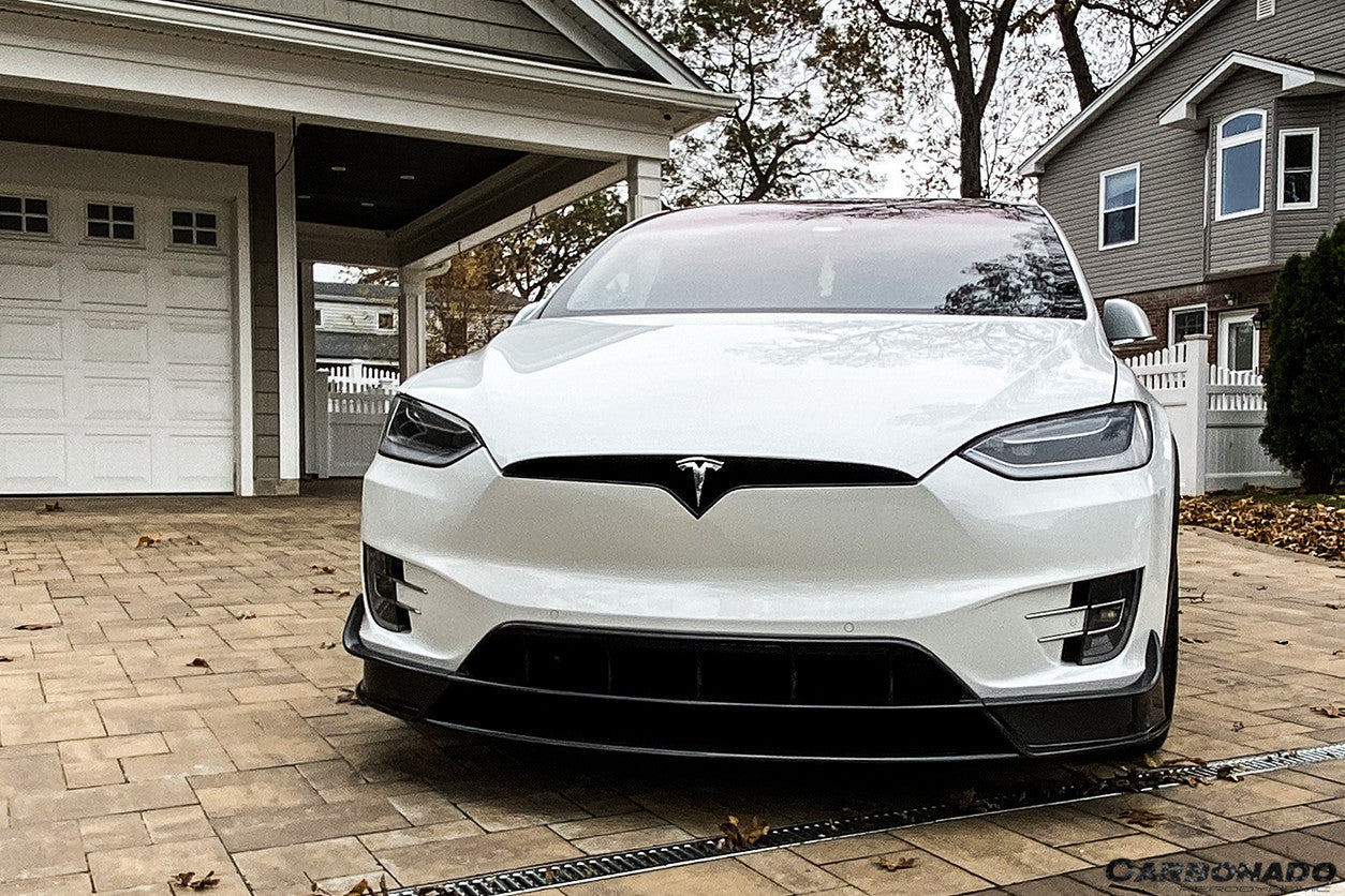 2016 - 2021 Tesla Model X SUV RZS Style Carbon Fiber Front Lip