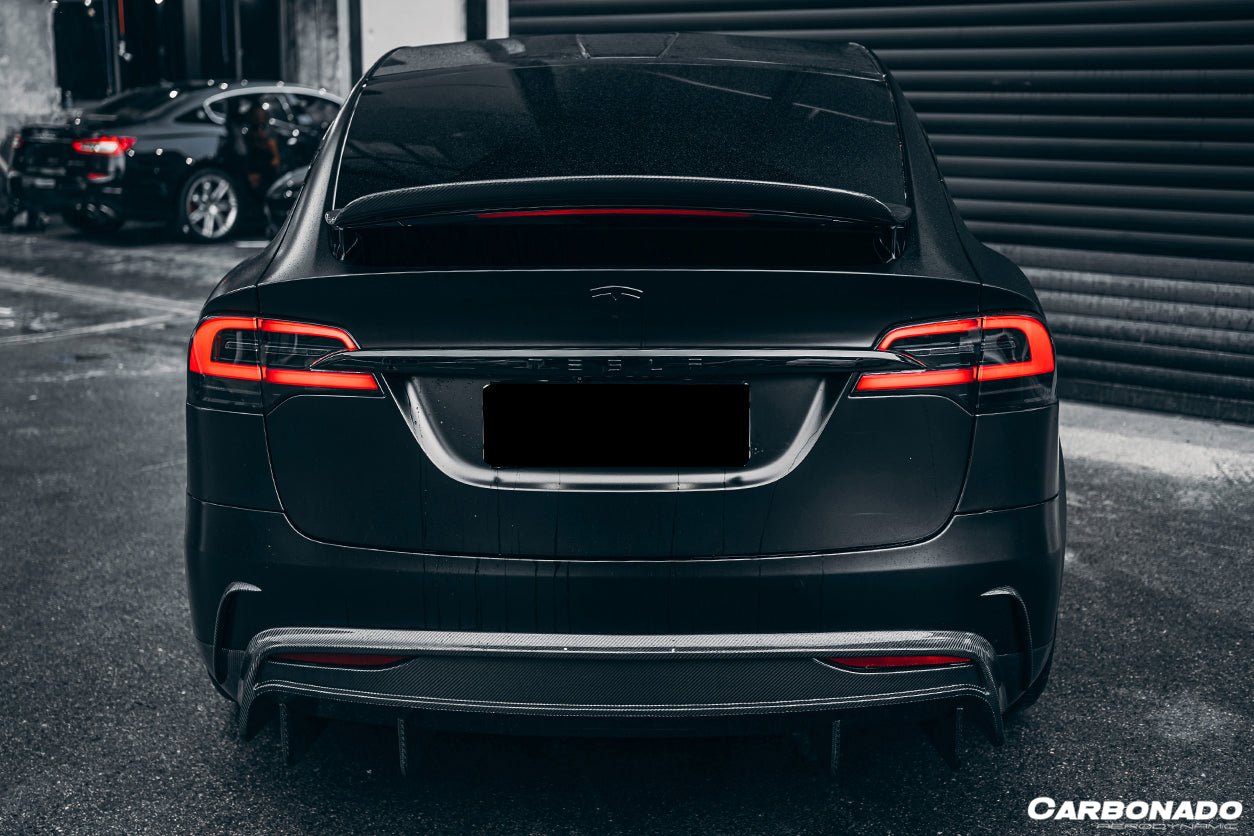 2016 - 2021 Tesla Model X SUV RZS Style Carbon Fiber Rear Bumper Canards