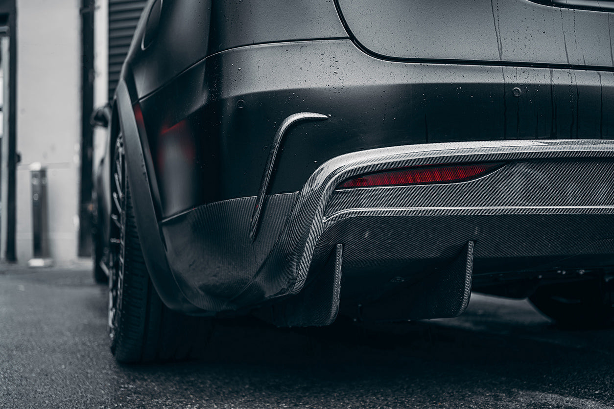 2016 - 2021 Tesla Model X SUV RZS Style Carbon Fiber Rear Bumper Canards