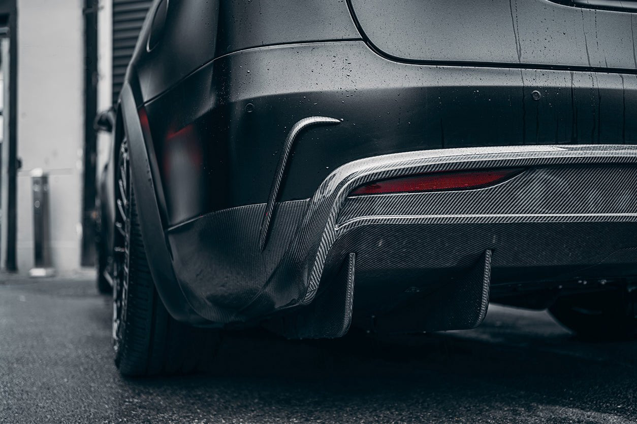 2016 - 2021 Tesla Model X SUV RZS Style Carbon Fiber Rear Bumper Canards