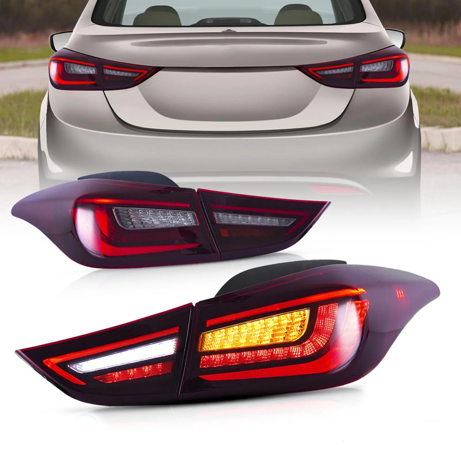Hyundai Elantra Sedan & Coupe Aftermarket Taillights LED Rear Lamps 2011 - 2015