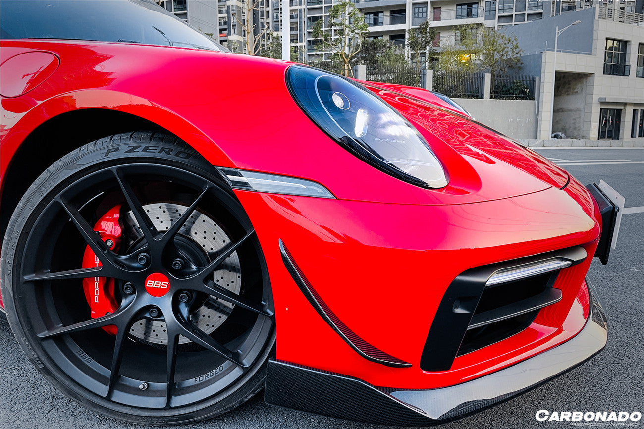 2019 - 2023 Porsche 911 992 Carrera & Targa Sport Design WP Style Dry Carbon Fiber Bumper Canards