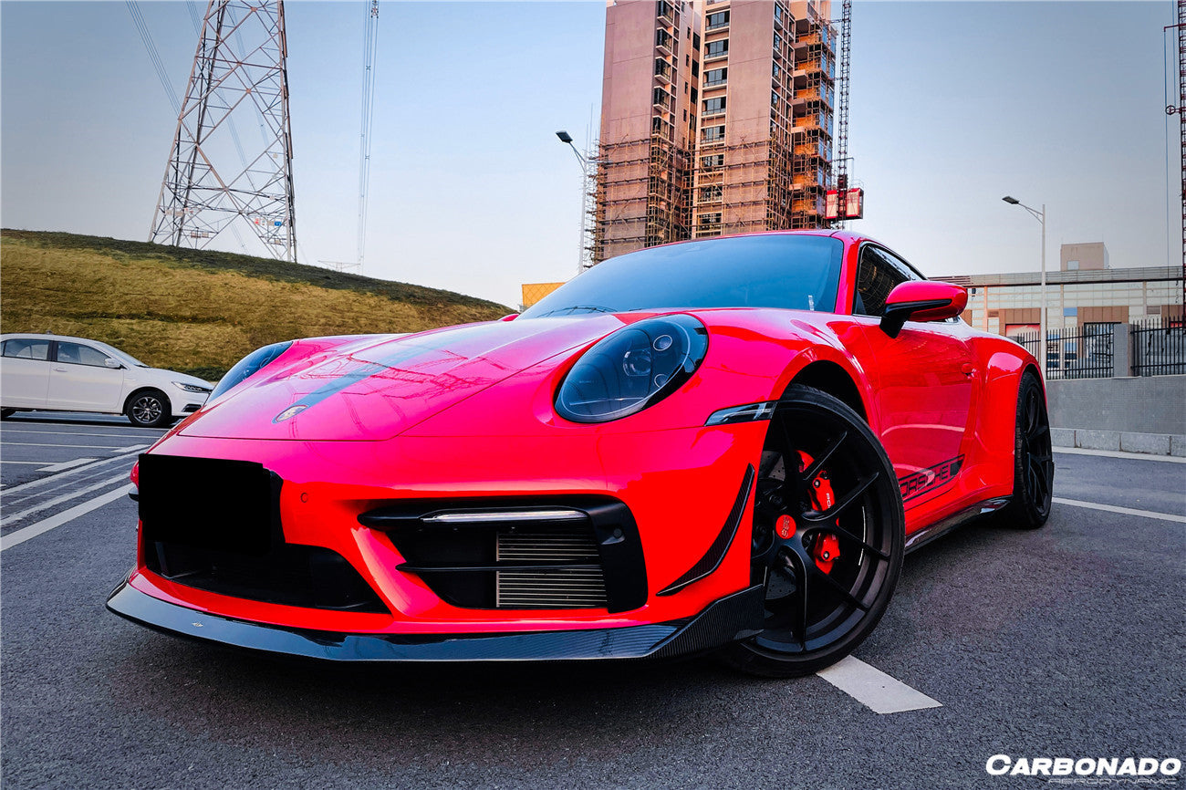2019 - 2023 Porsche 911 992 Carrera & Targa Sport Design WP Style Dry Carbon Fiber Bumper Canards