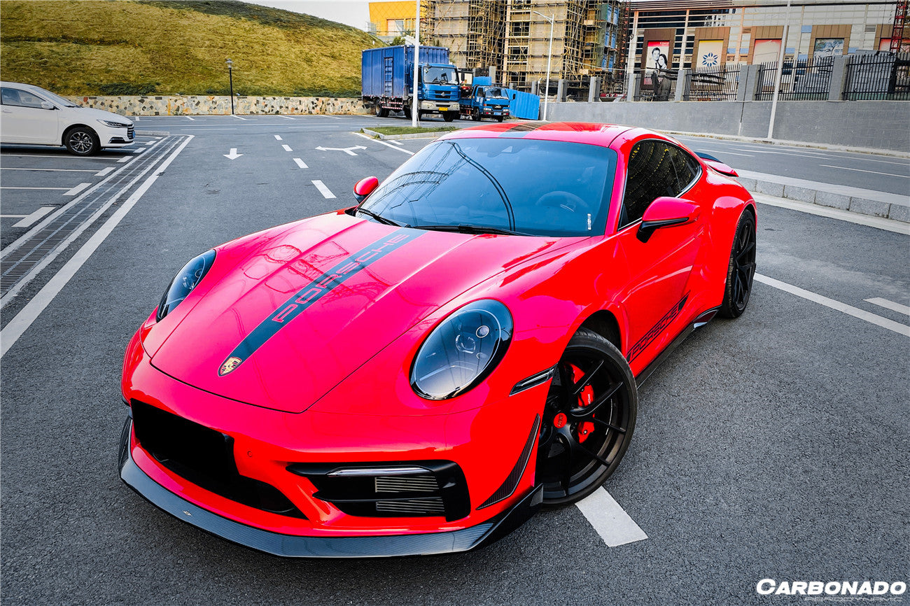 2019 - 2023 Porsche 911 992 Carrera & Targa Sport Design WP Style Dry Carbon Fiber Bumper Canards