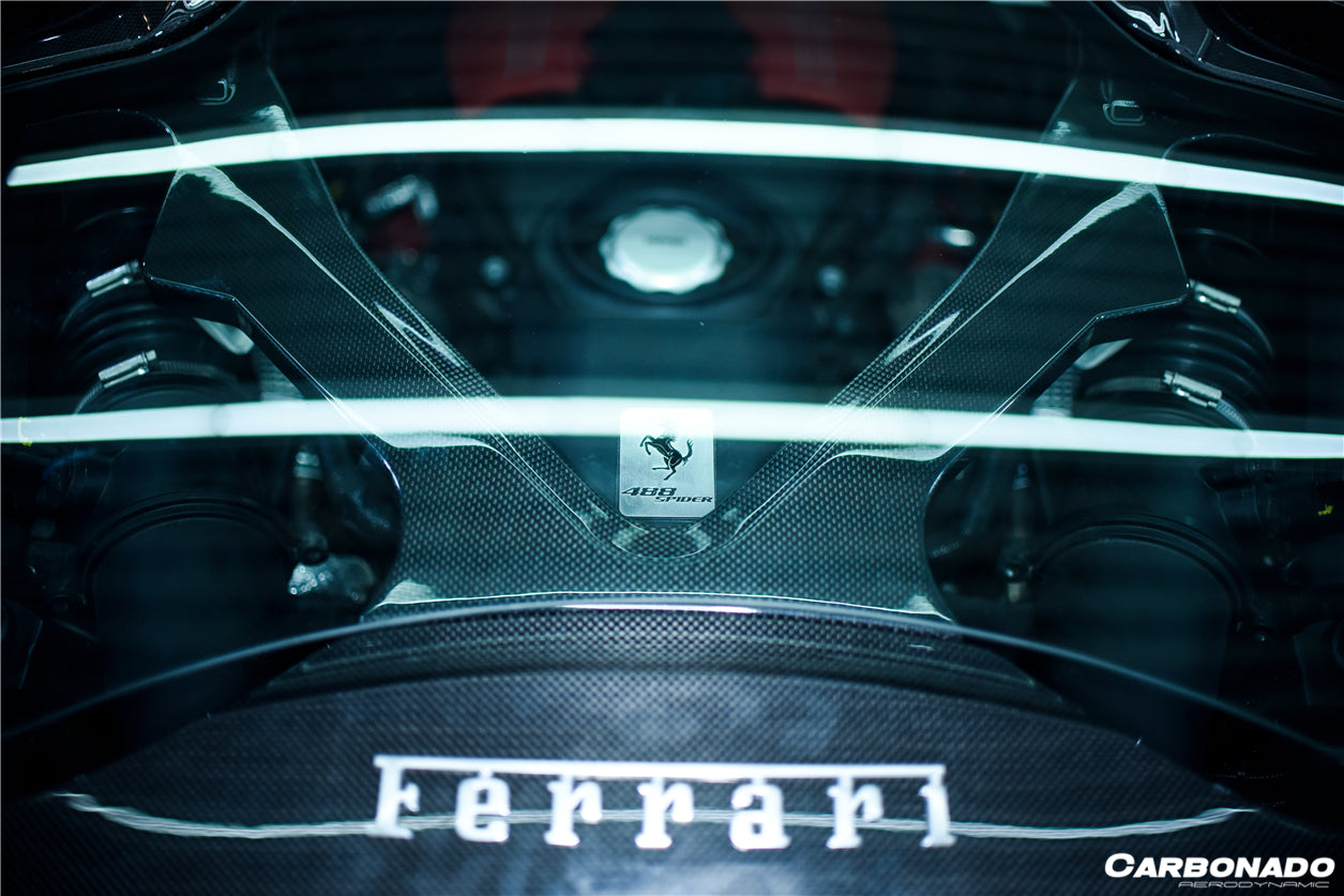 2015 - 2020 Ferrari 488 Spyder Dry Carbon Fiber Engine Hood With Glass