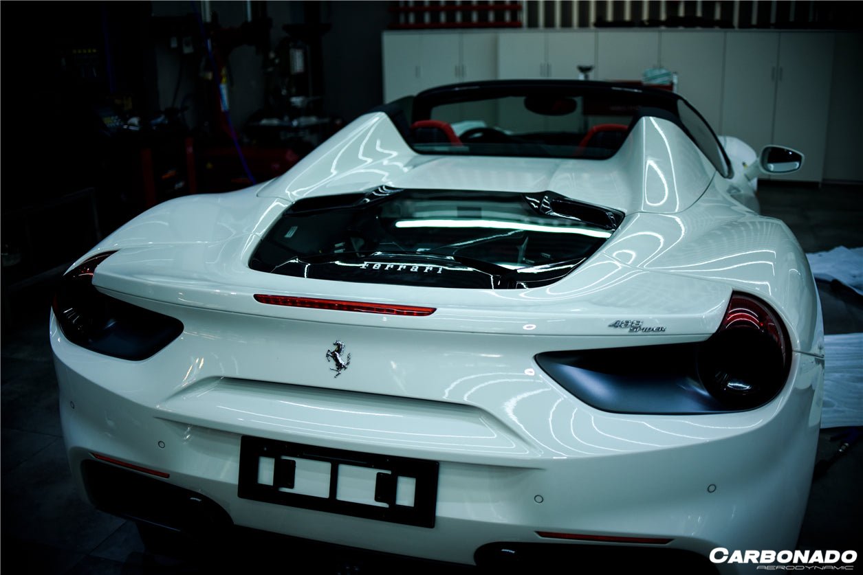 2015 - 2020 Ferrari 488 Spyder Dry Carbon Fiber Engine Hood With Glass