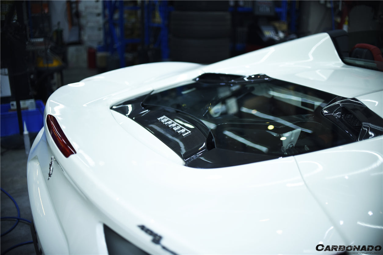 2015 - 2020 Ferrari 488 Spyder Dry Carbon Fiber Engine Hood With Glass