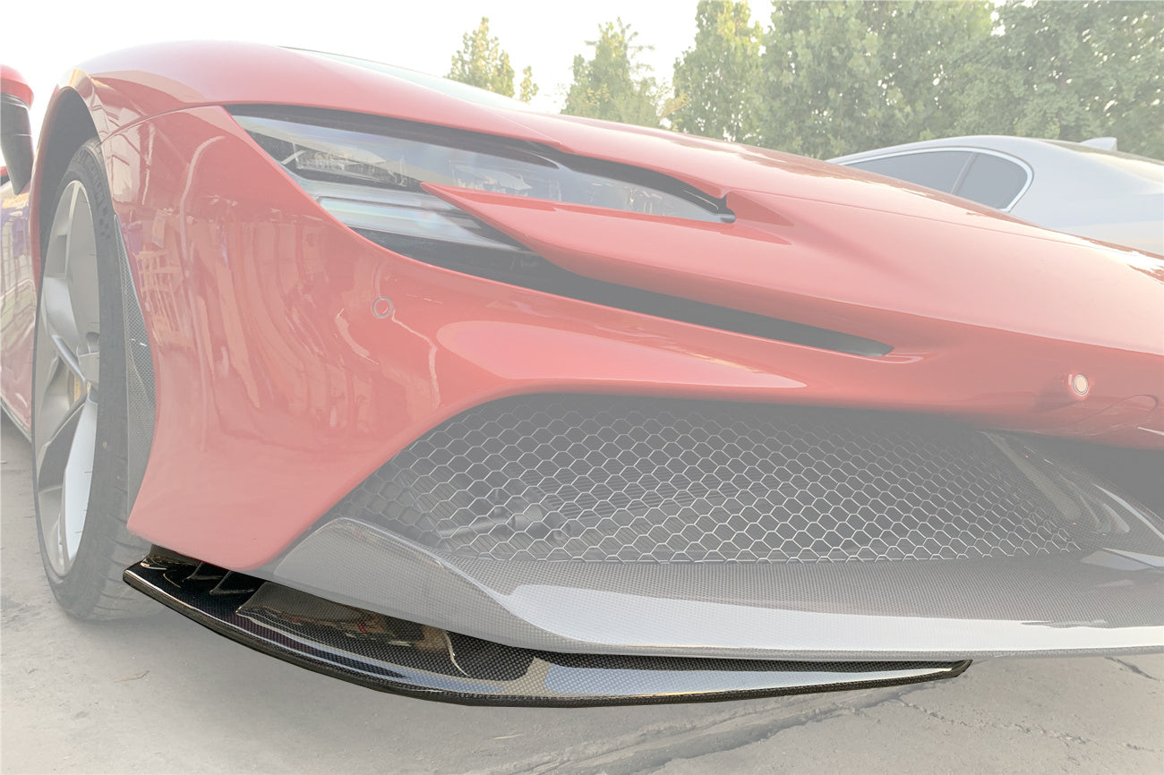 2020 - 2025 Ferrari SF90 Stradale OE Style Autoclave Carbon Fiber Front Bumper Side Splitter