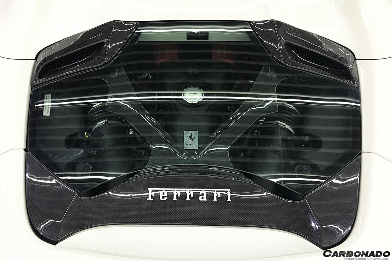 2015 - 2020 Ferrari 488 Spyder Dry Carbon Fiber Engine Hood With Glass