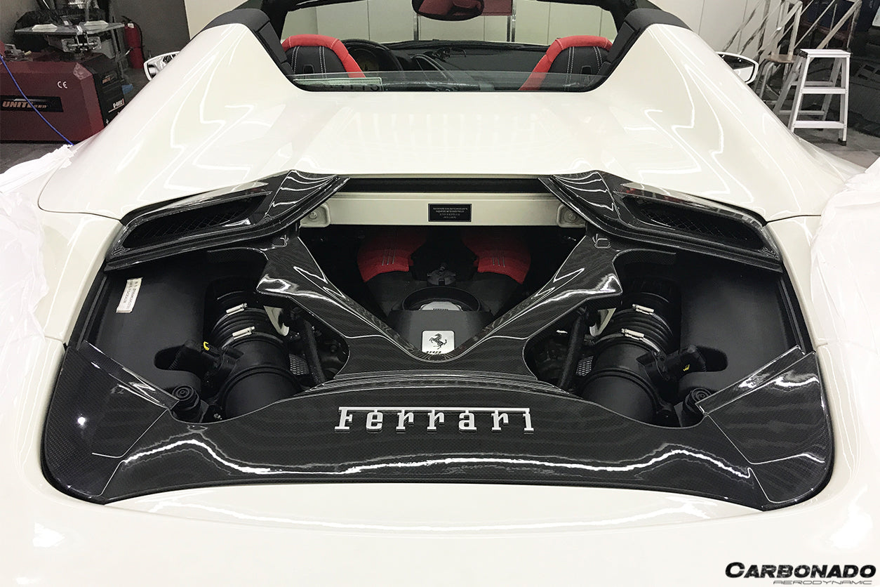 2015 - 2020 Ferrari 488 Spyder Dry Carbon Fiber Engine Hood With Glass