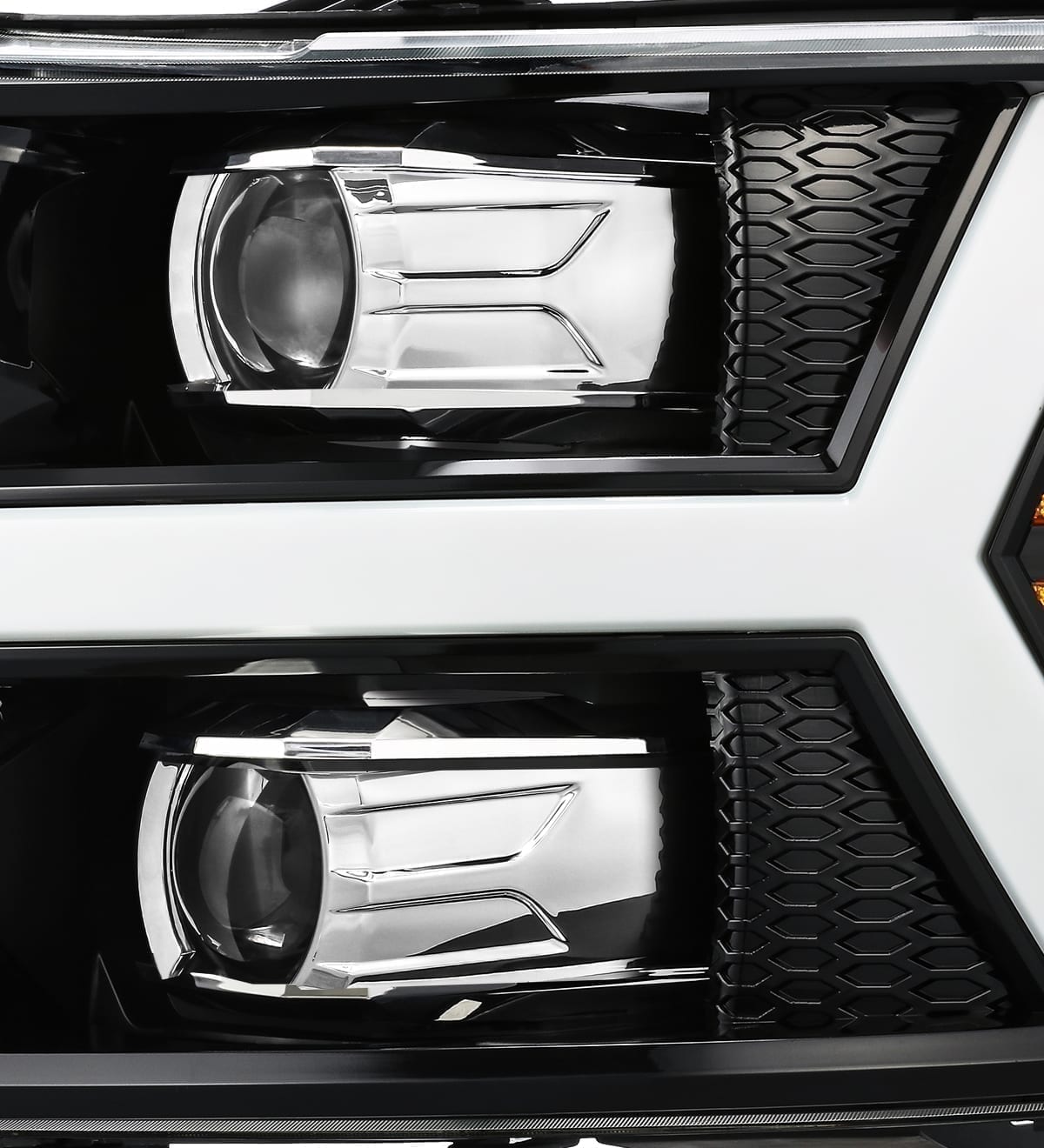 07-13 Chevrolet Silverado LUXX-Series LED Projector Headlights Jet Black | AlphaRex